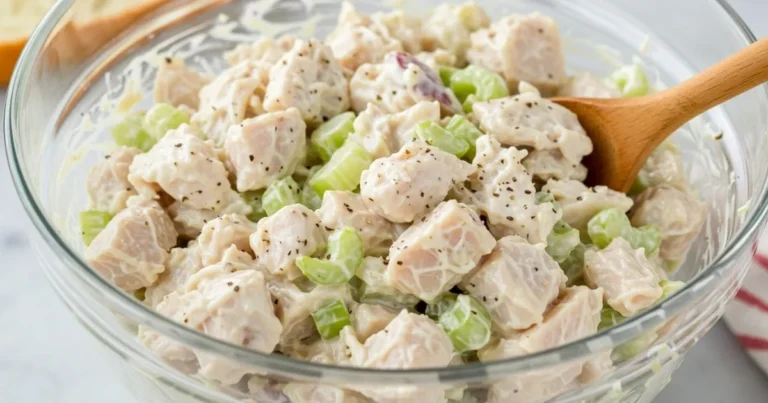 Homemade Chicken Salad Chick recipe – creamy shredded chicken salad with mayonnaise, celery, and seasonings, perfect for sandwiches or meal prep.