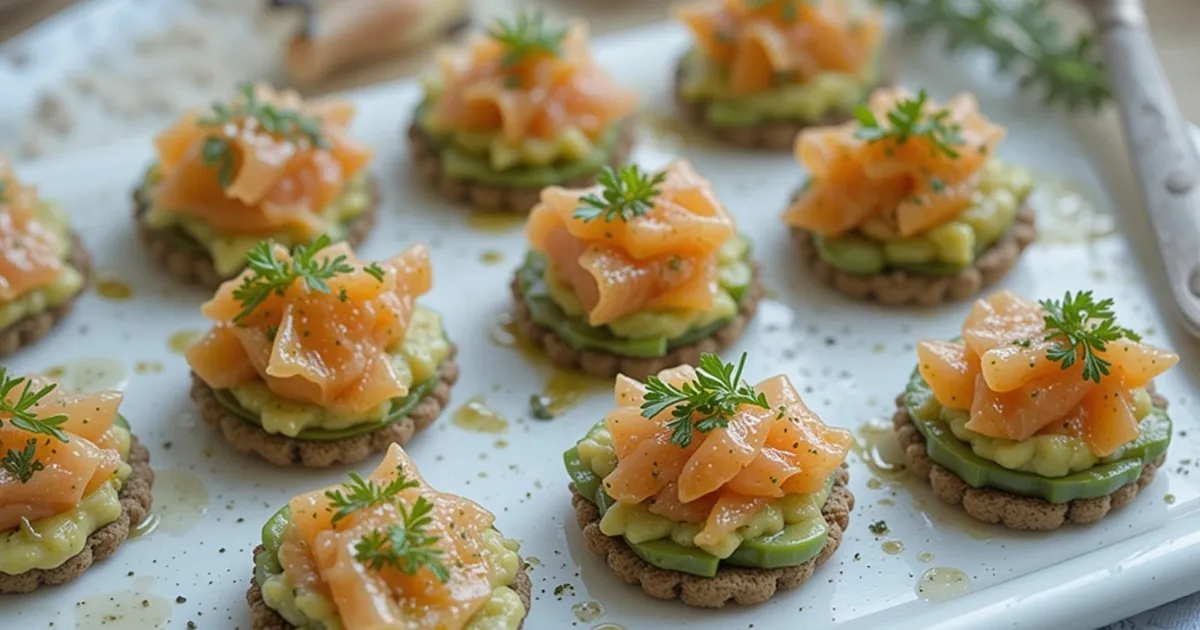 Delicious smoked salmon appetizers arranged on a platter, perfect for any occasion