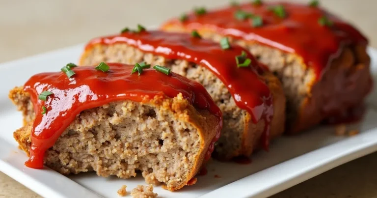 Meatloaf made with Lipton Onion Soup mix, garnished and ready to serve