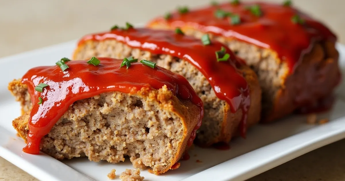 Meatloaf made with Lipton Onion Soup mix, garnished and ready to serve