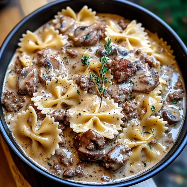 Creamy Beef and Bow Tie Pasta