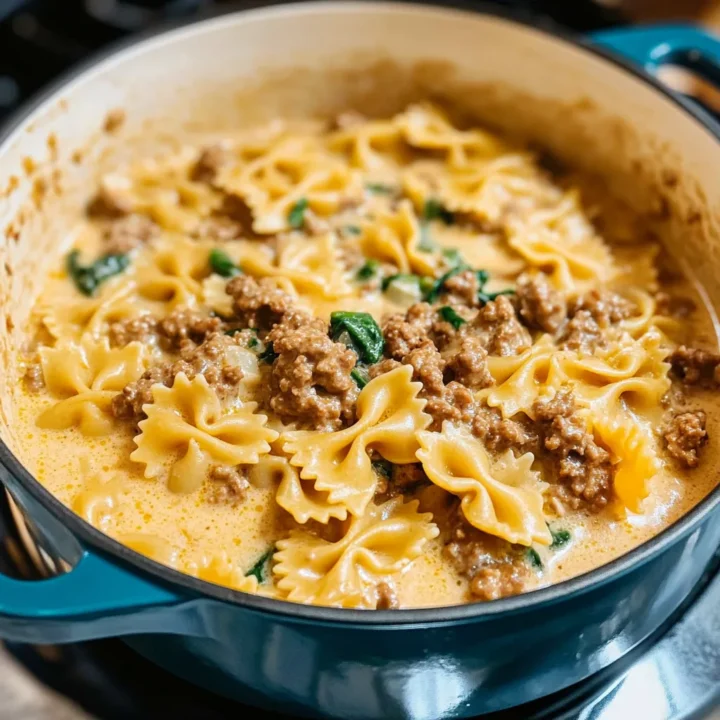 Easy Creamy Beef Bow Tie Pasta